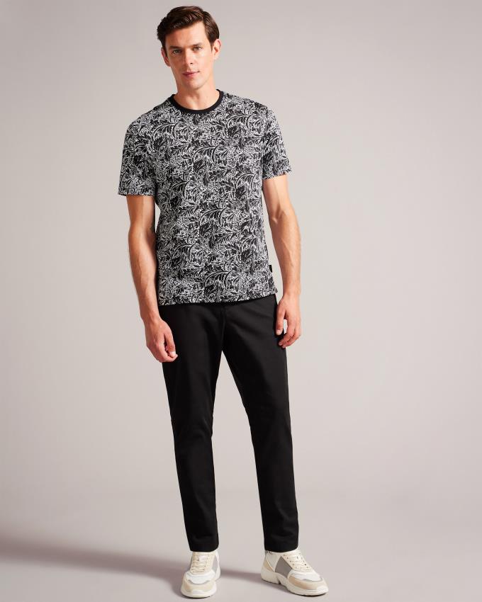 T-Shirt Ted Baker Short Sleeve Leaf Print Multicolore Homme | IUE-48464295